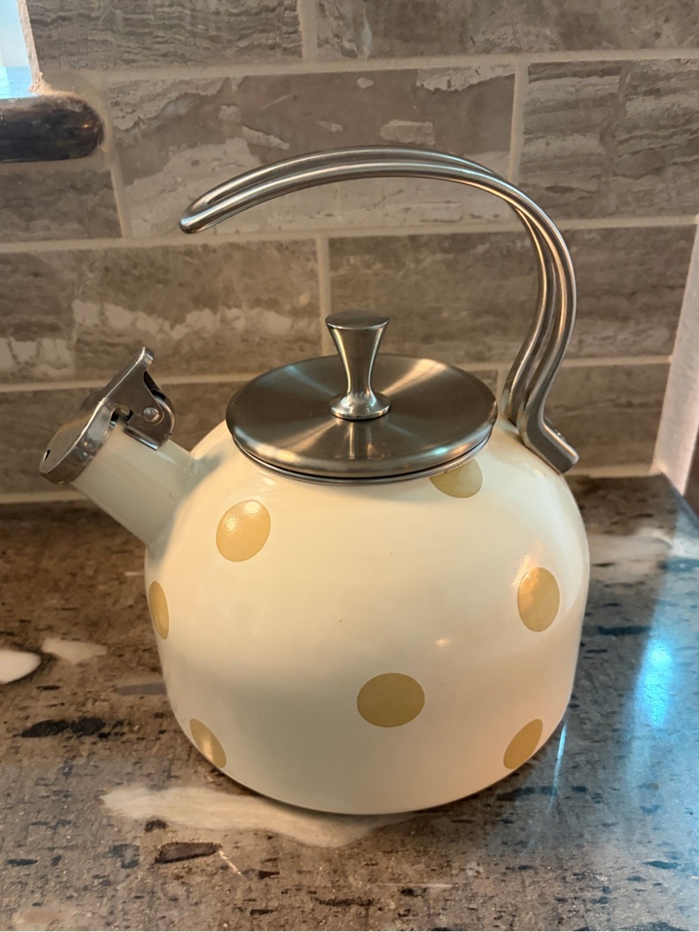 kate spade Cream Kettle with Gold Polka Dots